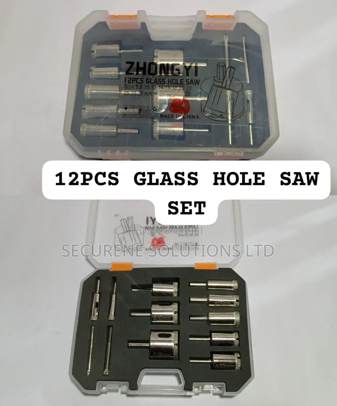 12-Piece Glass Hole Saw Set.