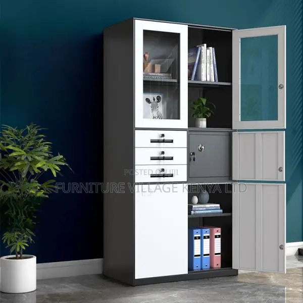 Cabinets: 2-Door Midnight Black Iron Cabinet With Safe