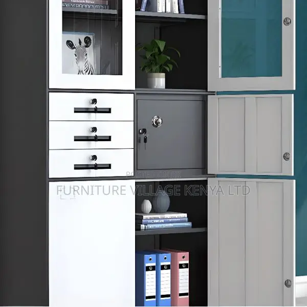 Cabinets: 2-Door Midnight Black Iron Cabinet With Safe