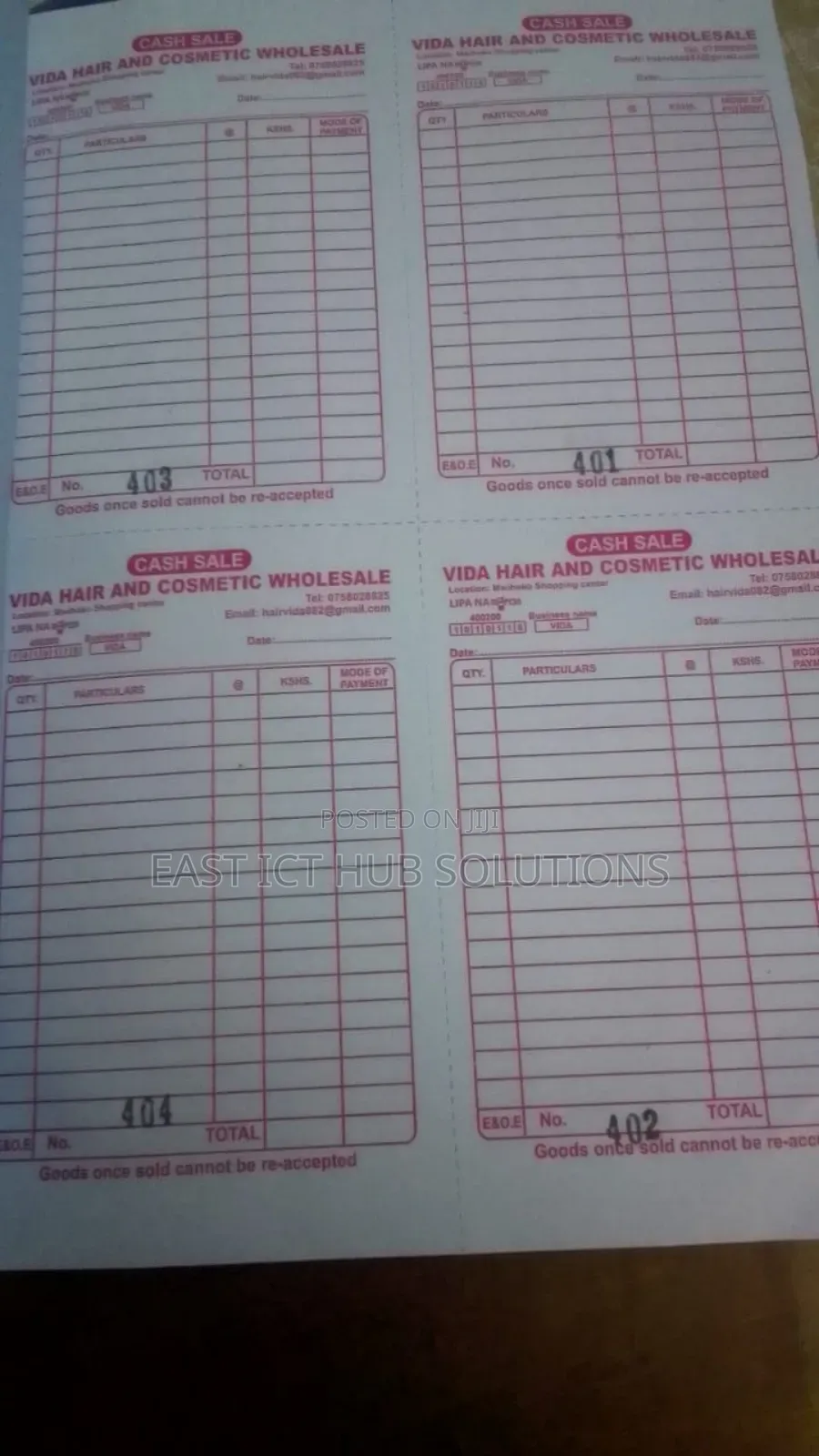 Quality Self Carbonated Receipt Books and Invoices Printing