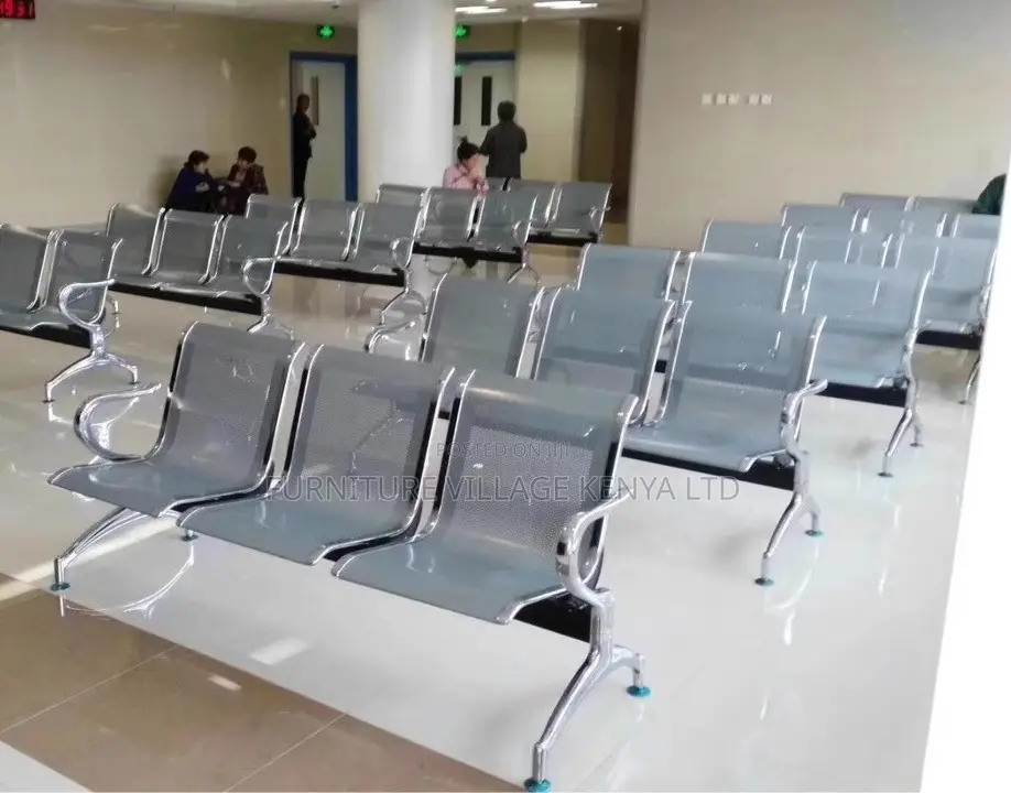 Office Bench: 3-Link Cold-Rolled Steel Public Waiting Bench