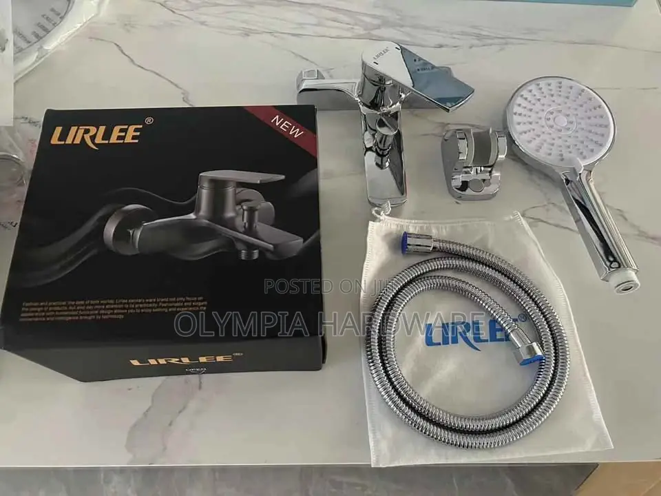 Silver Bath Mixer + Telephone Shower