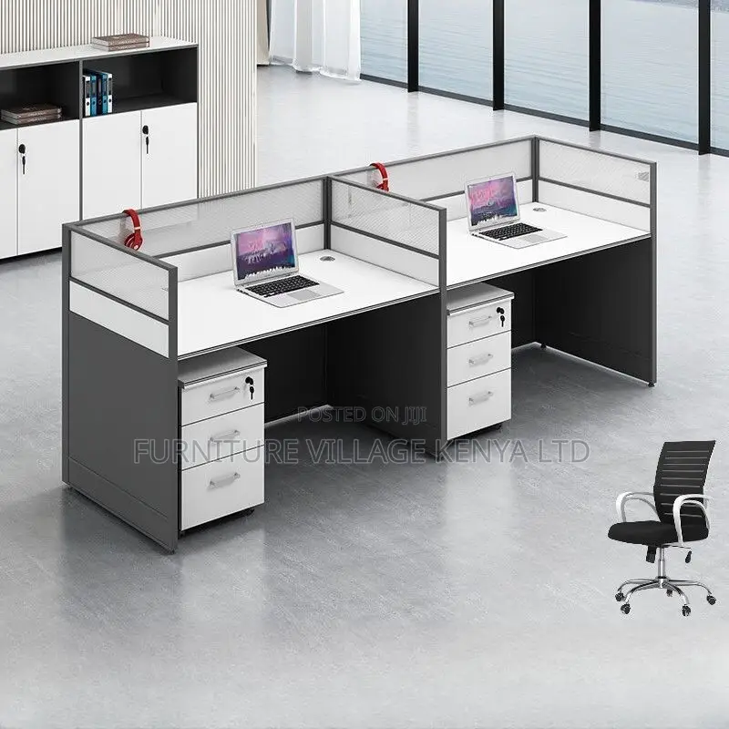 Workstations: 2-Seat Straight White Writing Workstation Desk