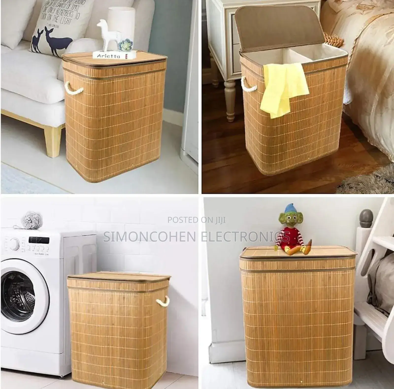 100l Bamboo Laundry Basket With Flip Lid