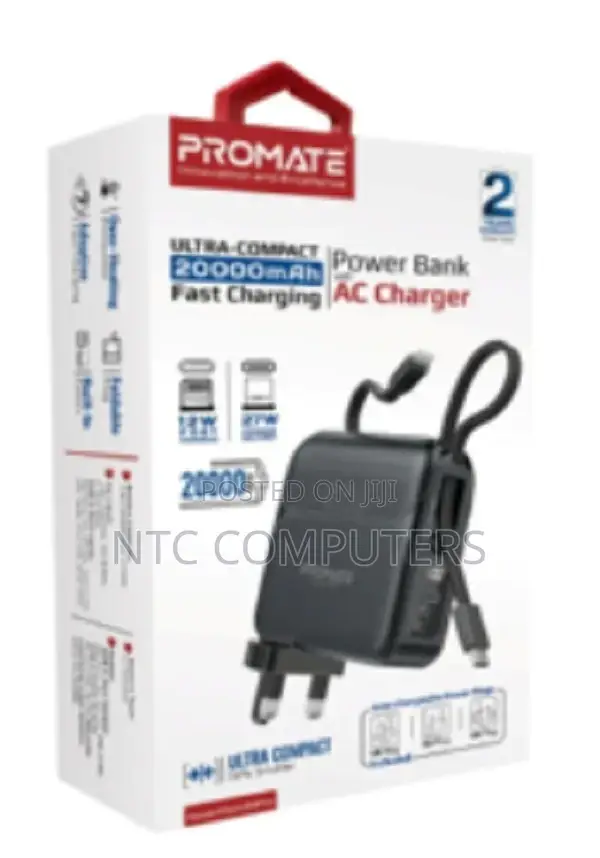 Promate 20000mah Power Bank • 27w Power Delivery • Usb-C
