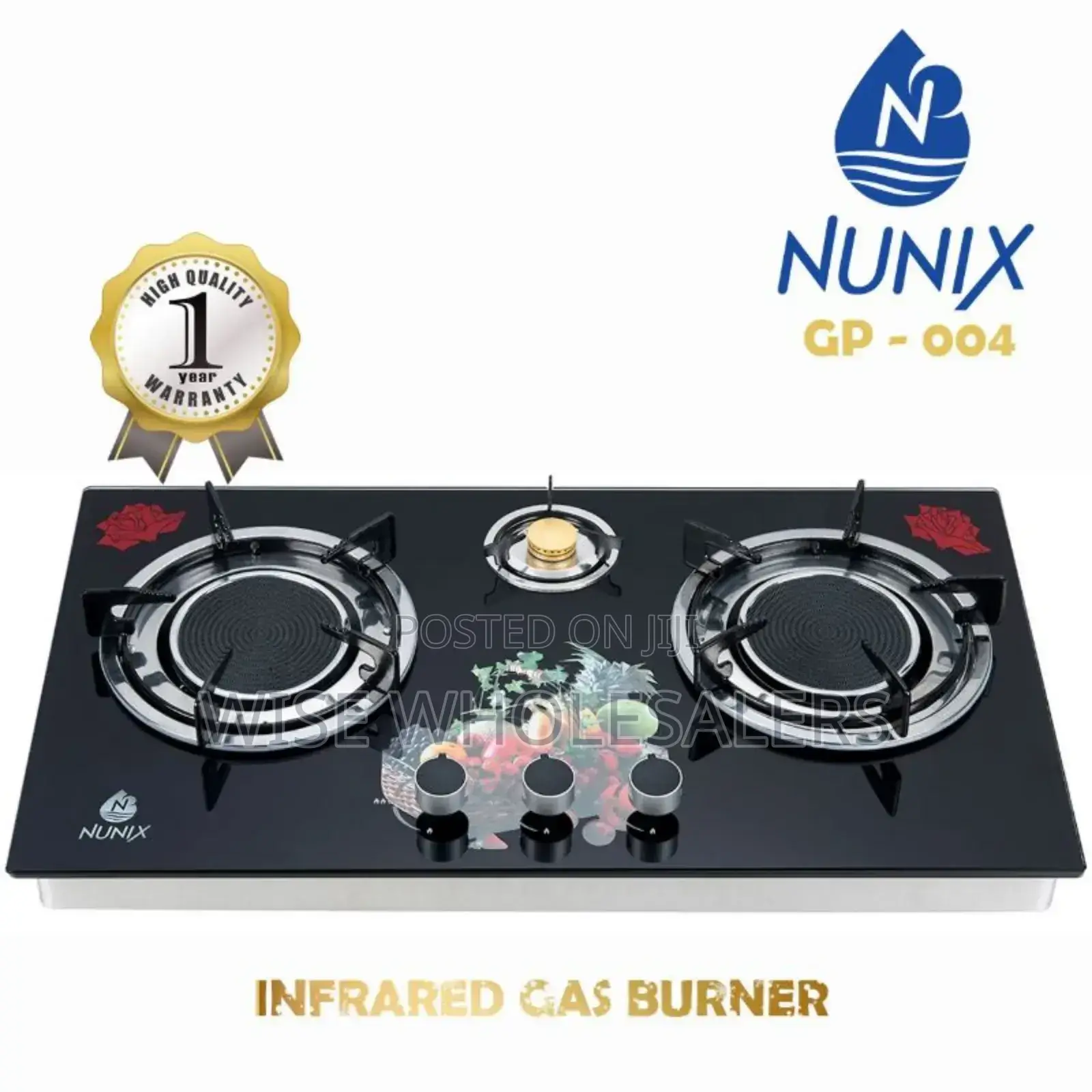 Nunix 3 Burner Infra-red Glass Tampered Table Top Burner