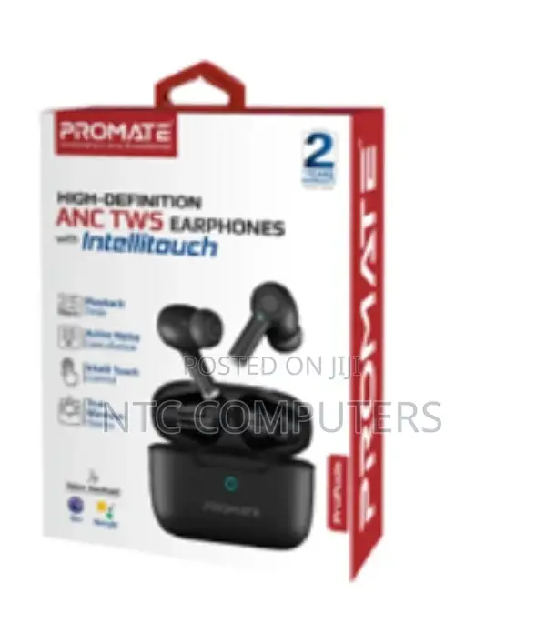 Promate High-Definition Anc TWS Earphones With Intellitouch•