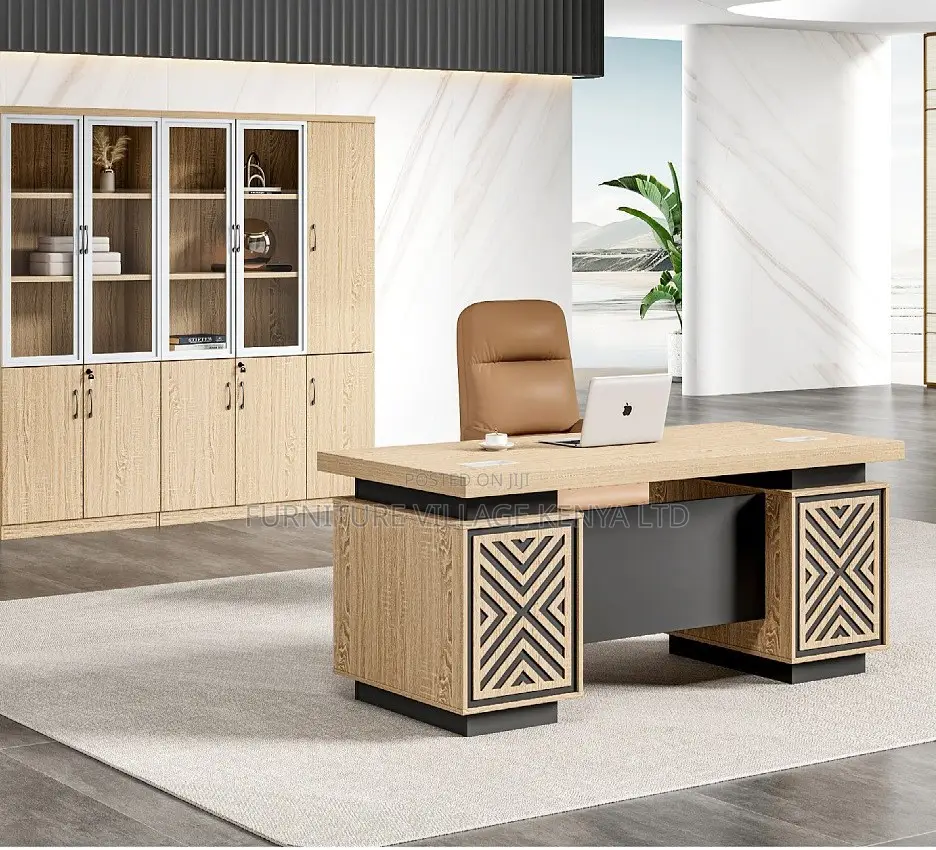 Office Chair: Executive Goldish Design Computer Table-140cm