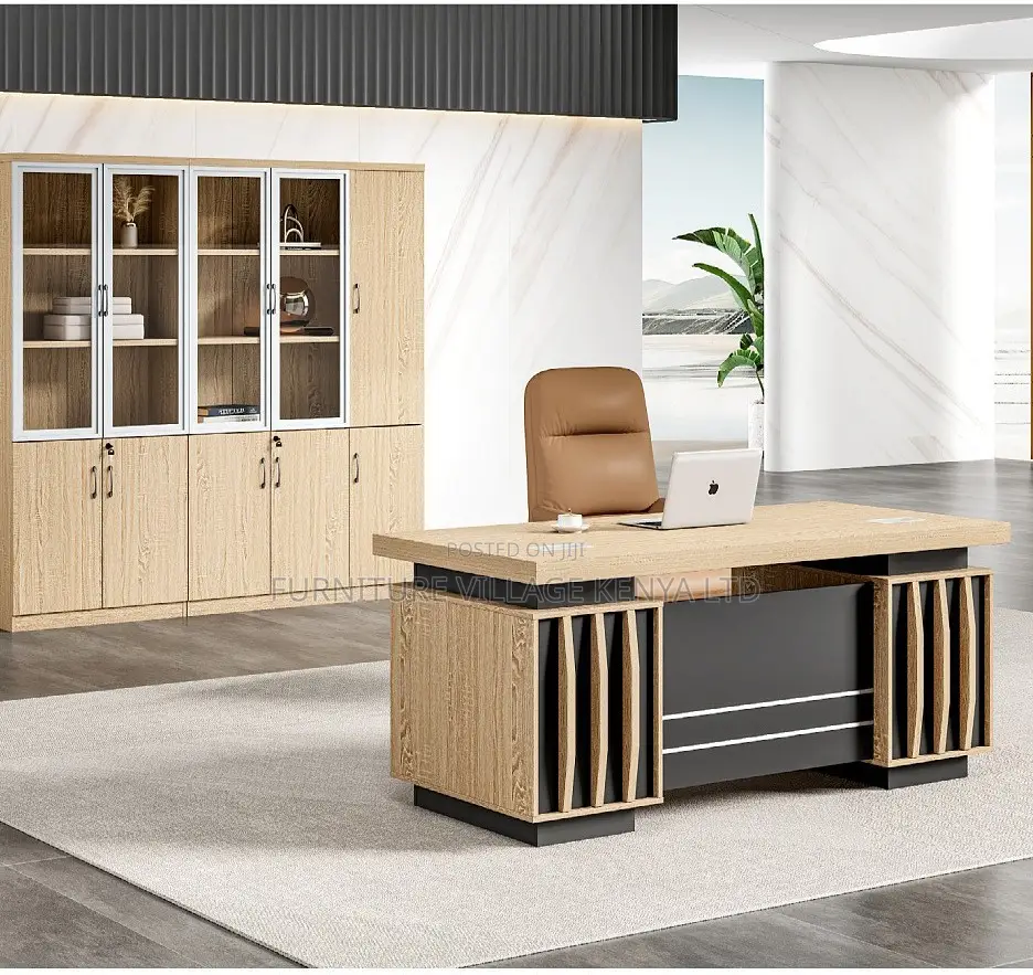 Office Chair: Executive Goldish Design Computer Table-140cm