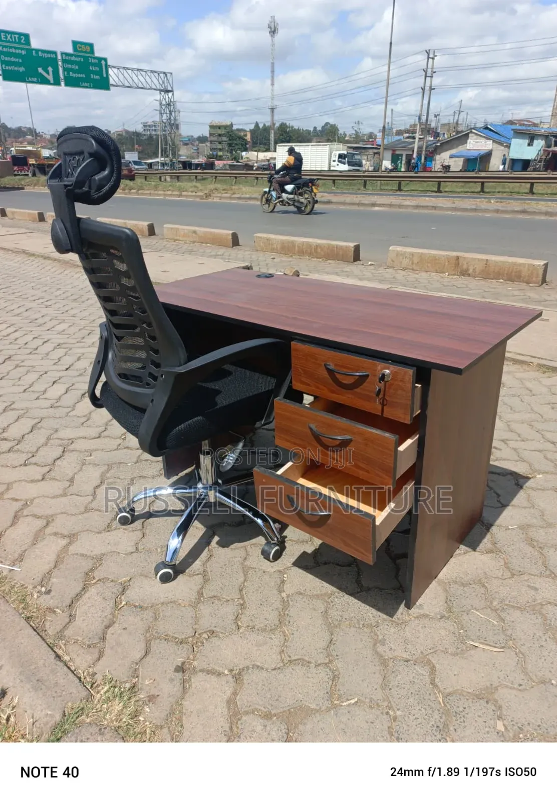 Headrest and Dark Walnut Office Desk