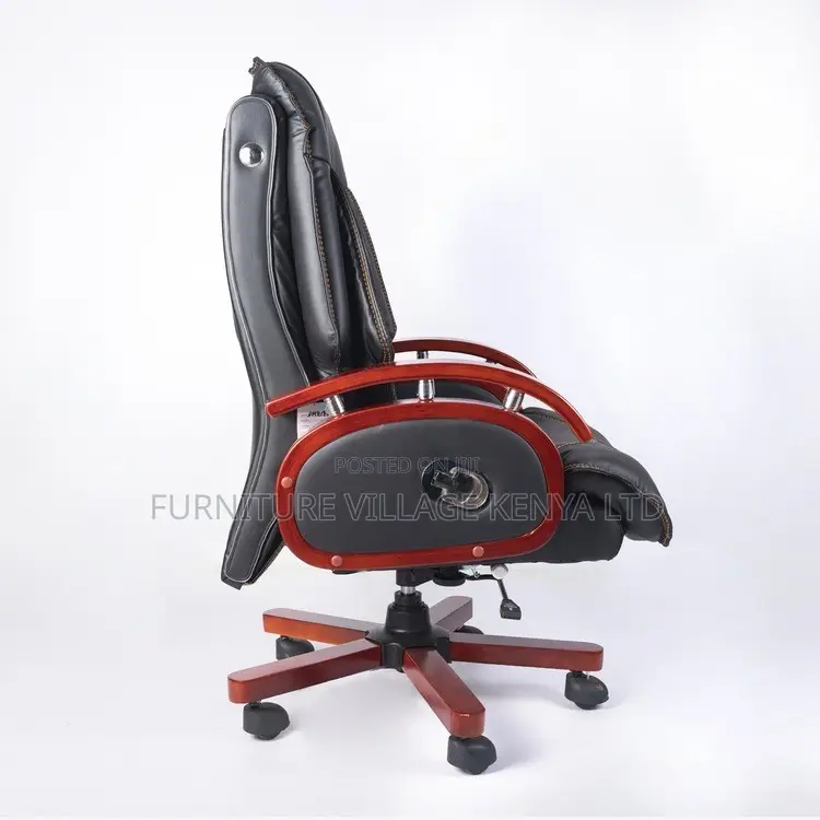 Office Chair:Executive Solid Wood Computer Recliner Chair