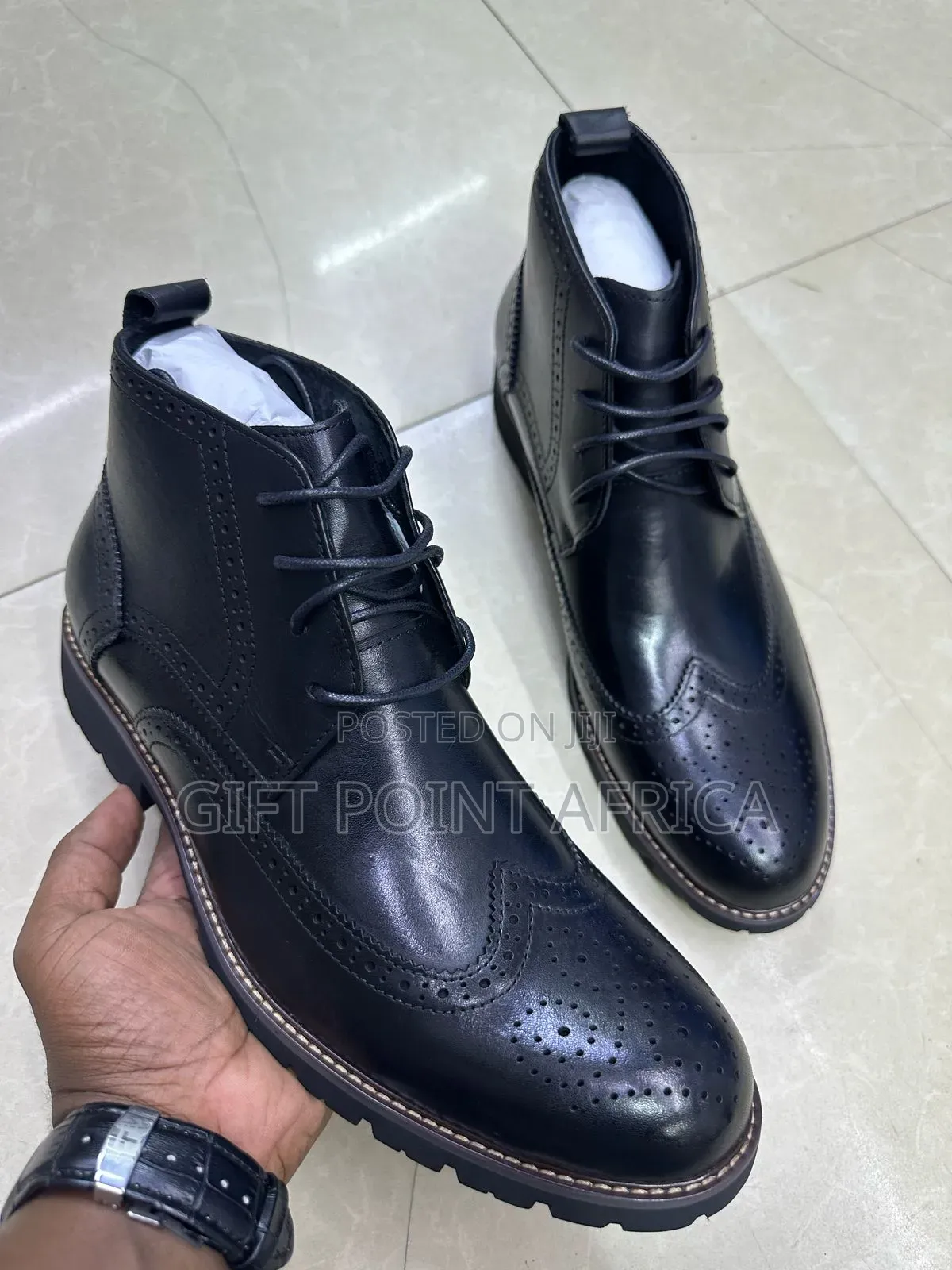 Black Clark Leather Boots For Men