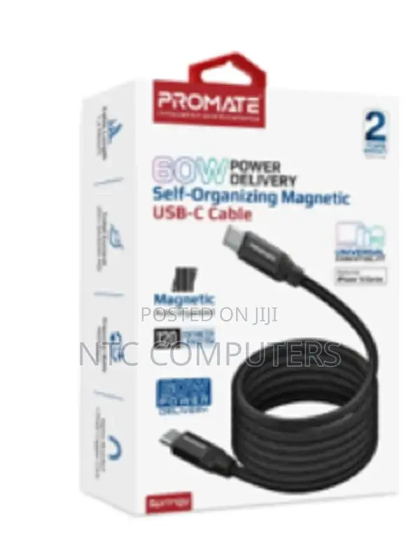 Promate 60w Power Delivery Self Organizing Magnetic Usb-C Ca