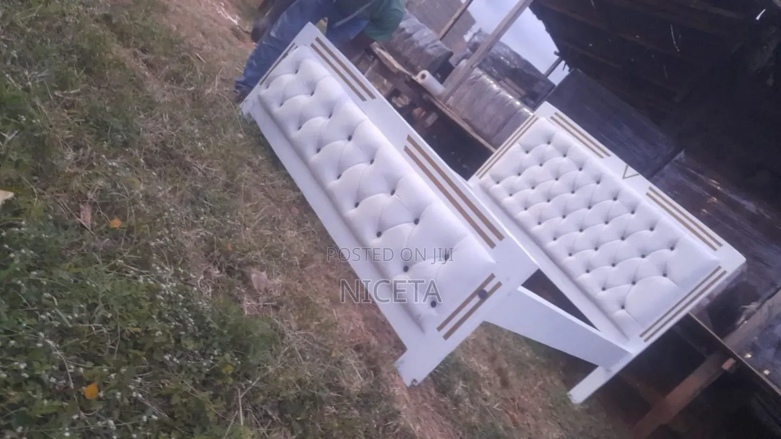 White Mocket Bed With Pink Stripes