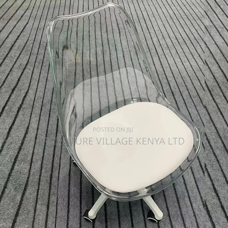 Office Chair: Swivel Transparent Modern Plastic Eames Stool