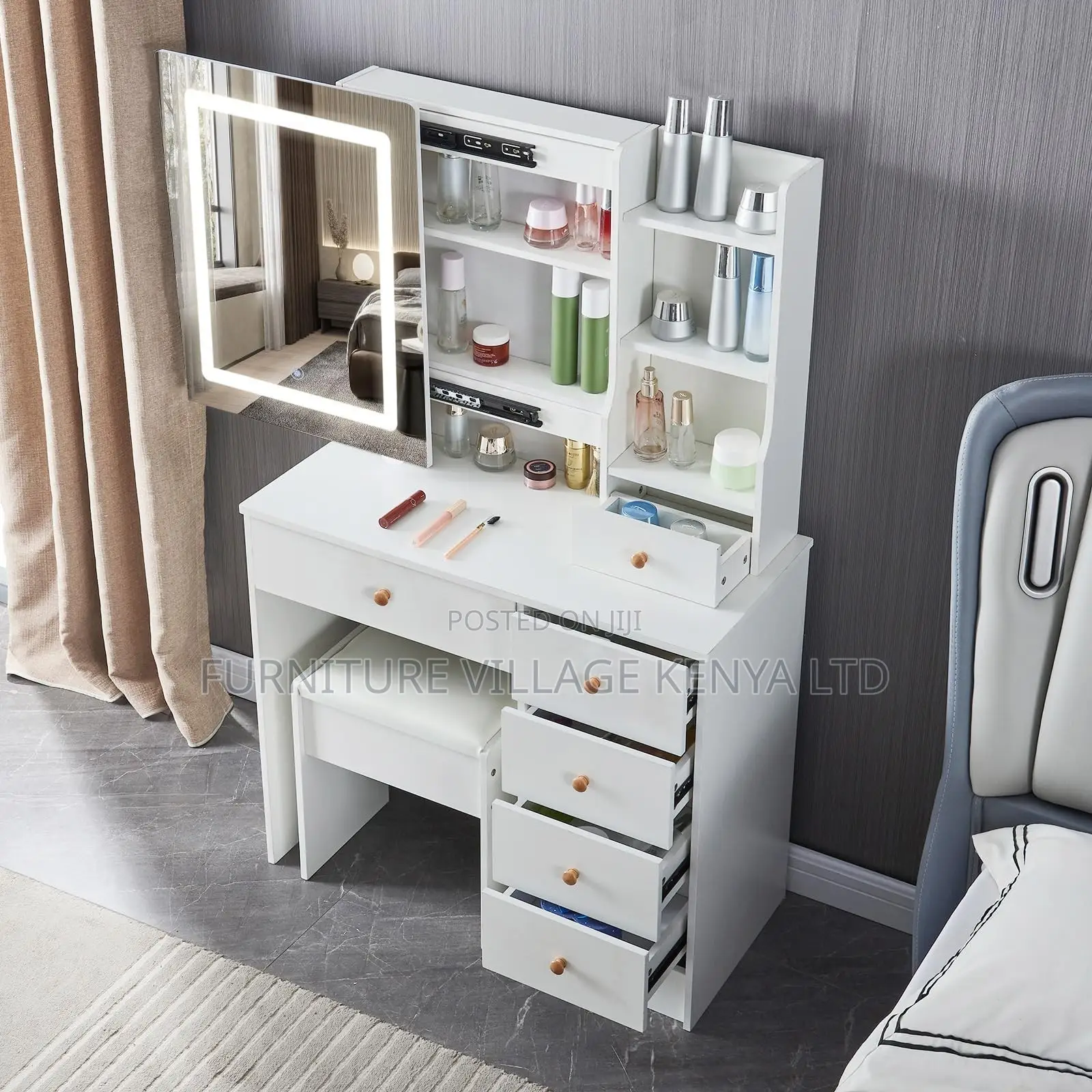 Dressers: White Wood Vanity Dressing Table Wood Drawers