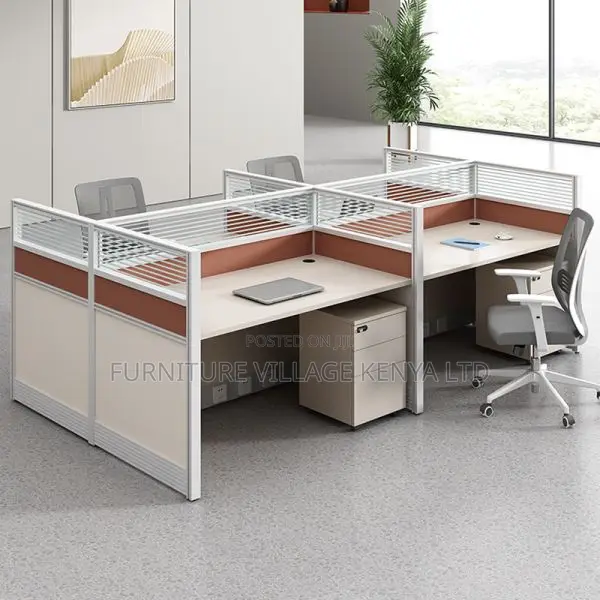 Workstation: Office 4-Way Lumber Workstation Beige Table Top