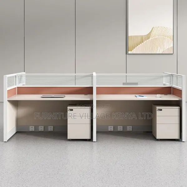 Workstation: Office 4-Way Lumber Workstation Beige Table Top