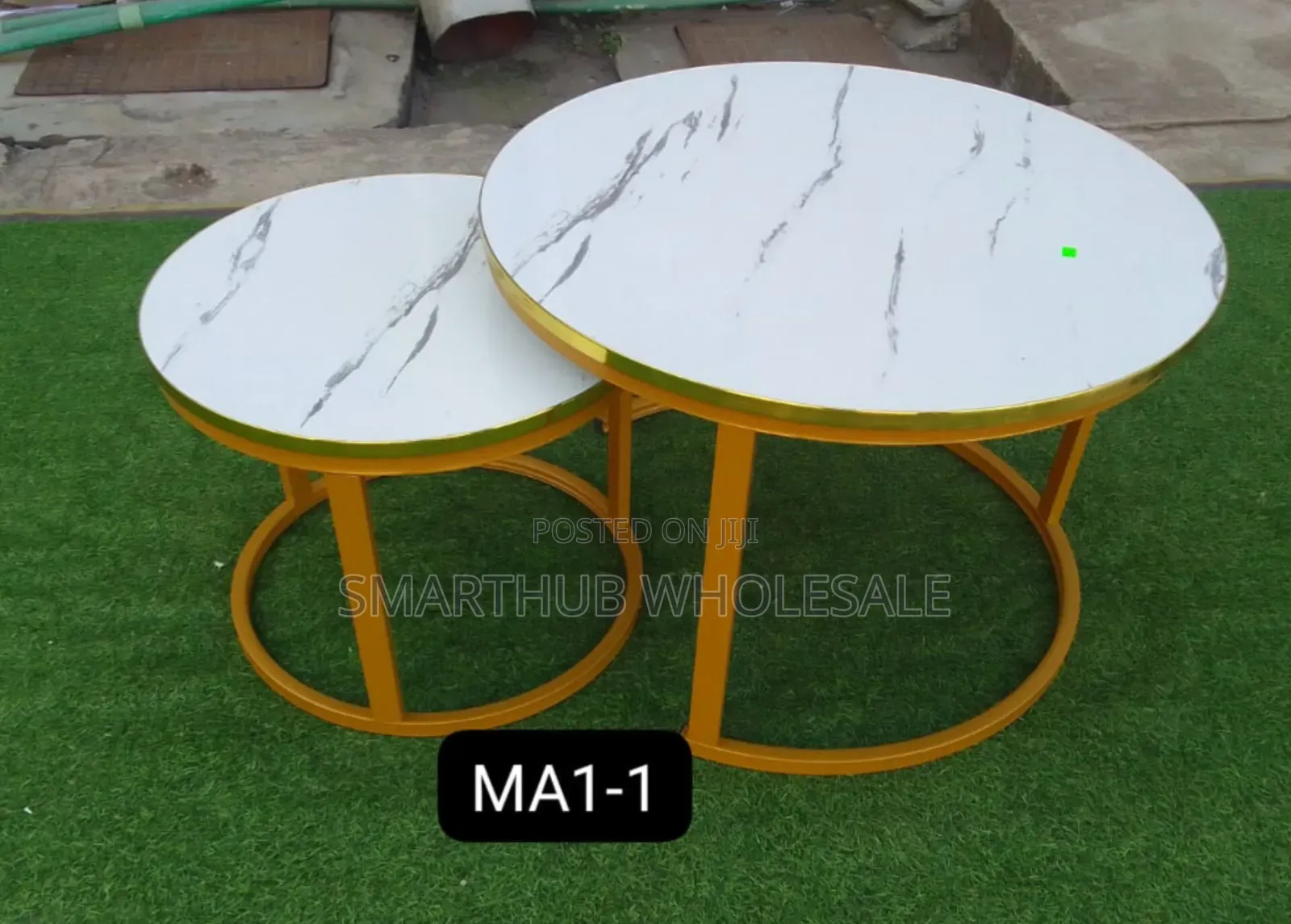 White Nesting Coffee Table Glass Effect Marble Effect (Mdf)