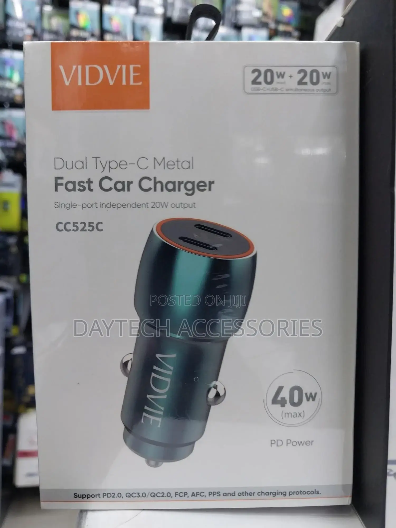 Vidvie Dual Pd 20w Type-C Ports Pd 40w Max Fast Car Charger