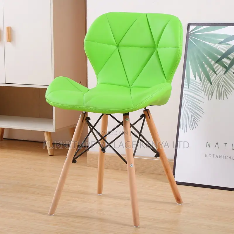 Office Chair: Modern Eames Leather Padded Wood Dining Seat