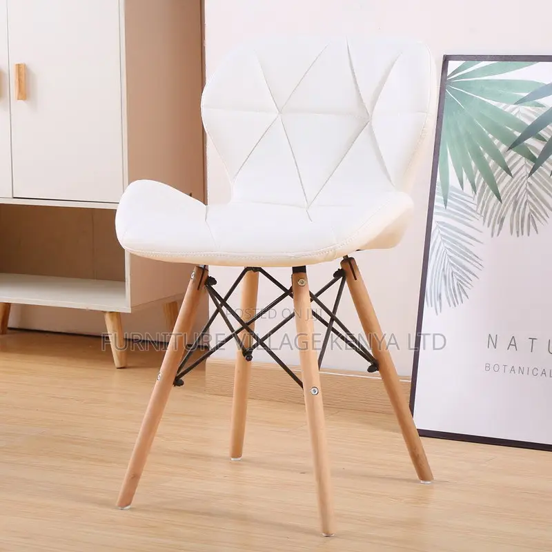 Office Chair: Modern Eames Leather Padded Wood Dining Seat