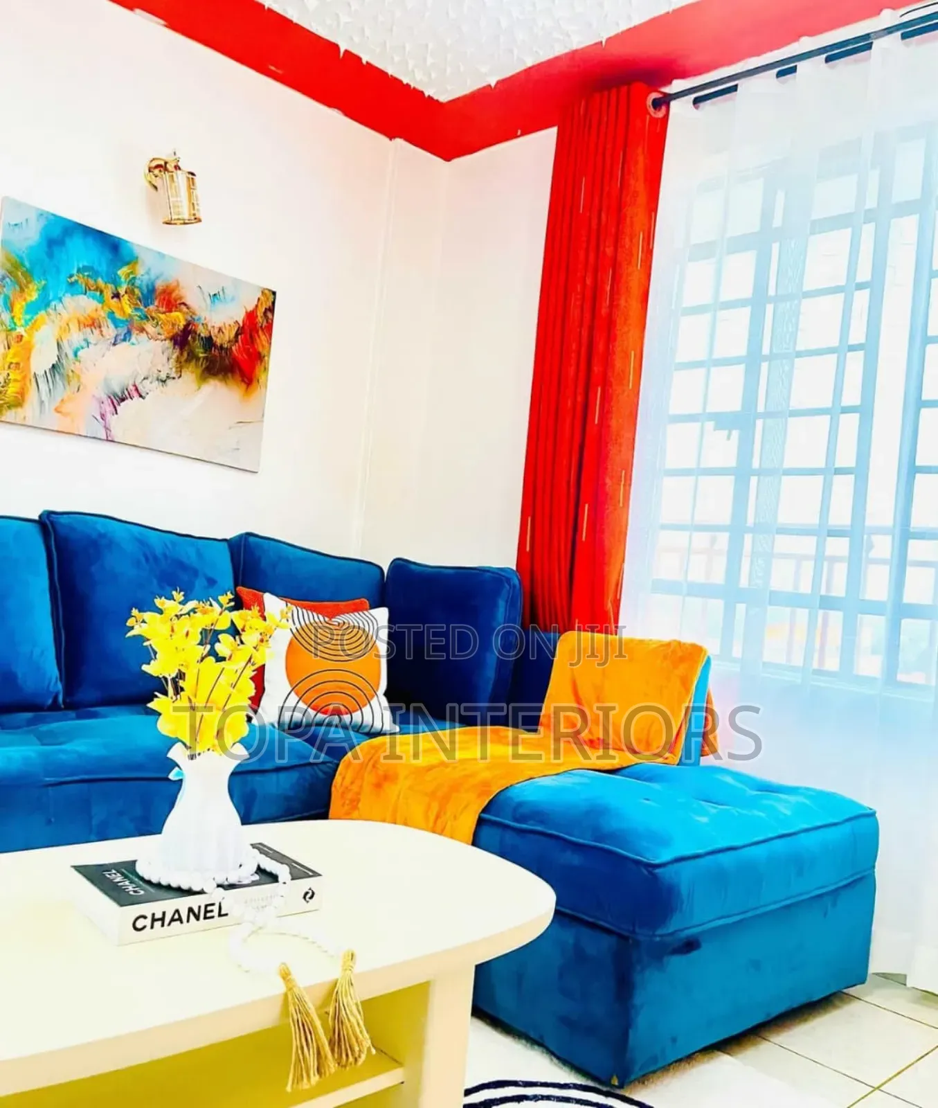 Orange Curtains for Air B.N.B Per Metre Window Curtains