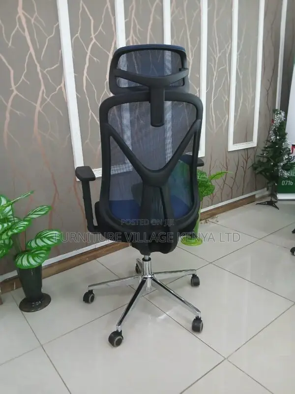 Office Chair: Modern Blue Mesh Backrest Office Chair