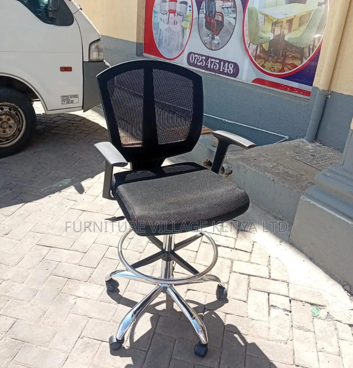 Office Chair:Adjustable Height Front Desk Counter Mesh Chair