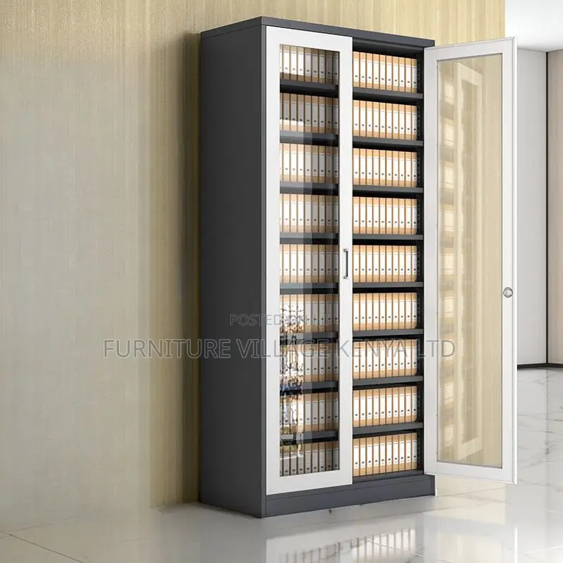 Cabinets: Modern Style Glass Front Cabinet 180cm Tall