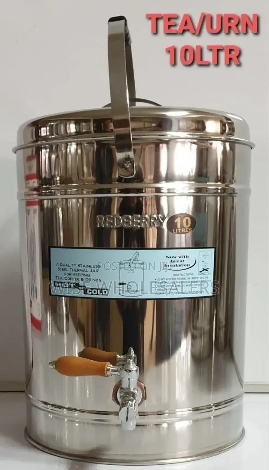 Redberry Premium Range S.Steel Insulated Tea Urn : 10 Ltr
