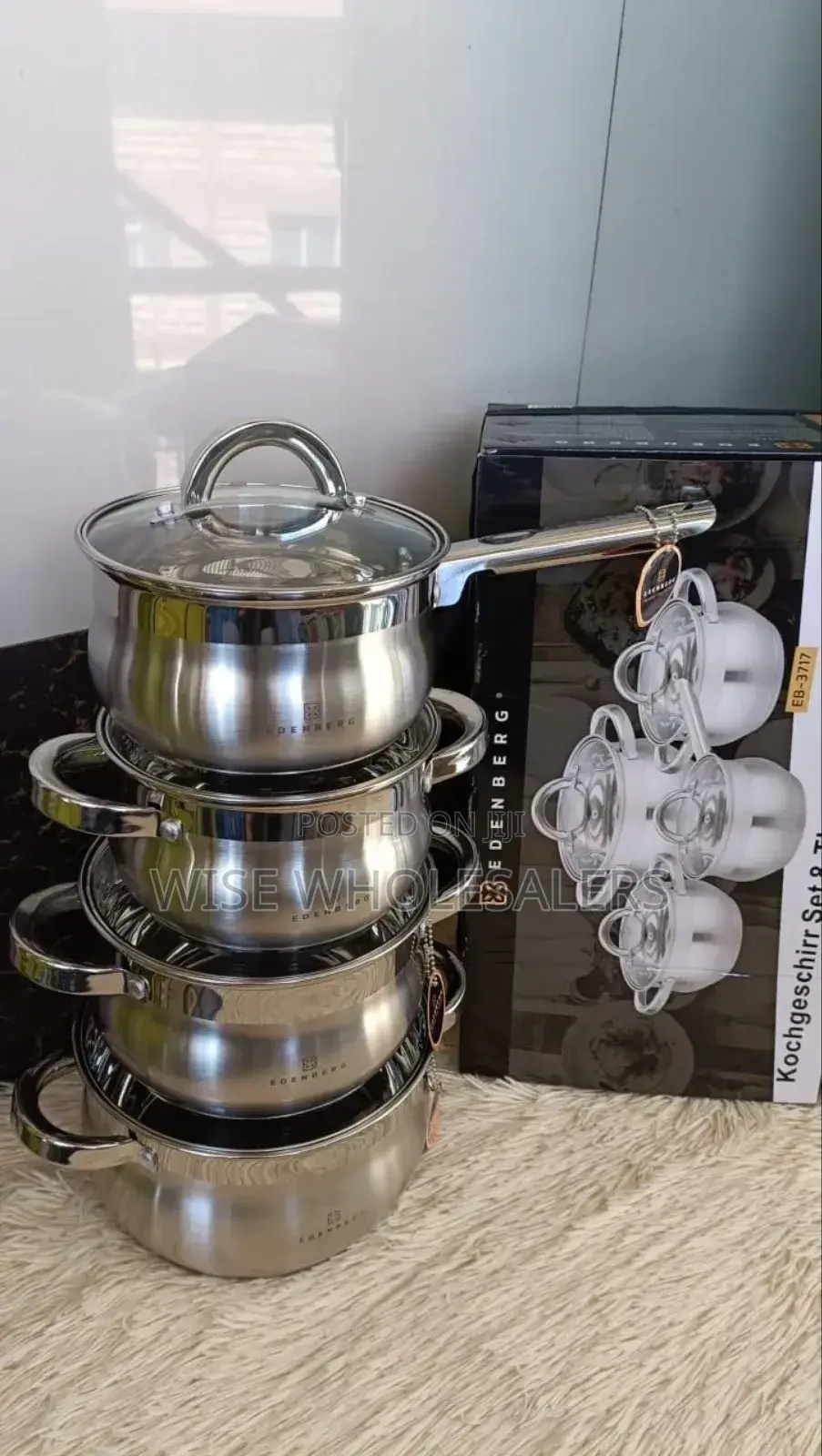 8 Pieces Edenberg Eb-3717 Stainless Steel  Cookware Set
