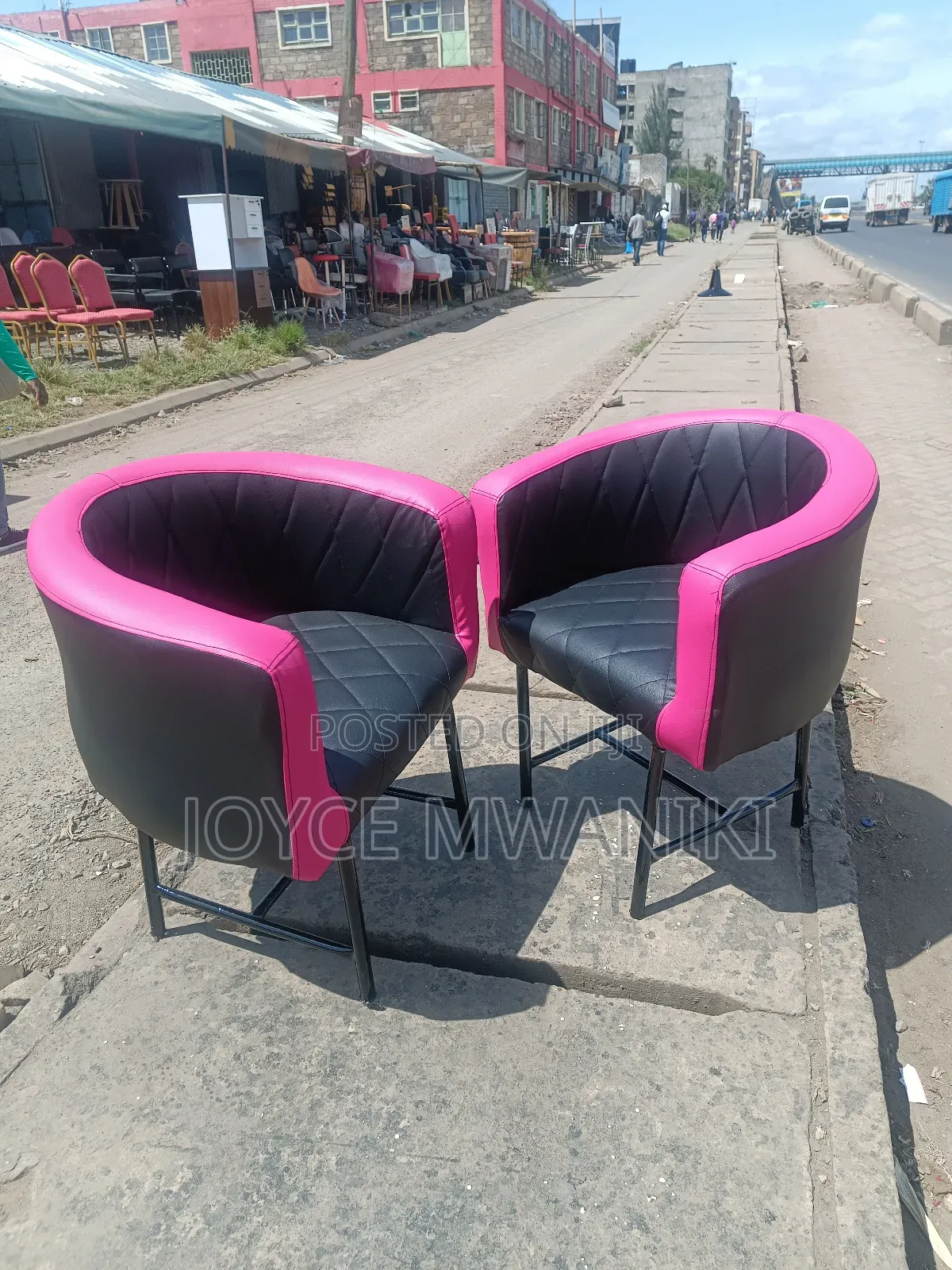 Stylish Seats or Manicure Seats, Black/ Pink 