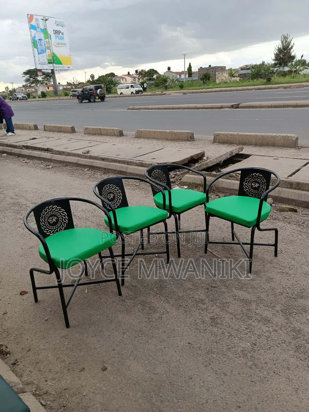 Powder Coated Restaurant Seats, Black and Green 