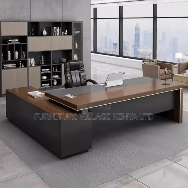 Executive Desk:1.8m Director L-Shape Table-External Shelving