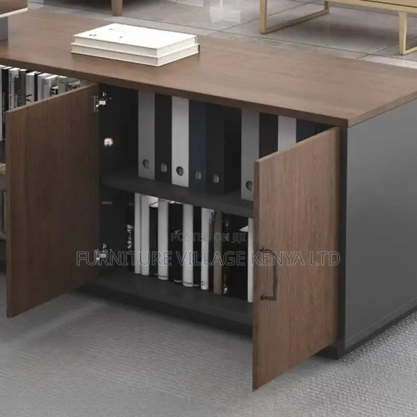 Executive Desk:1.8m Director L-Shape Table-External Shelving