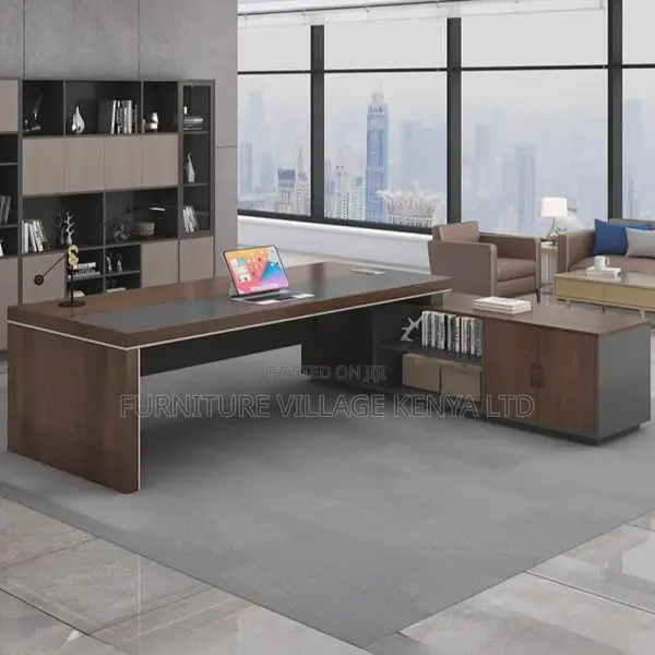Executive Desk:1.8m Director L-Shape Table-External Shelving