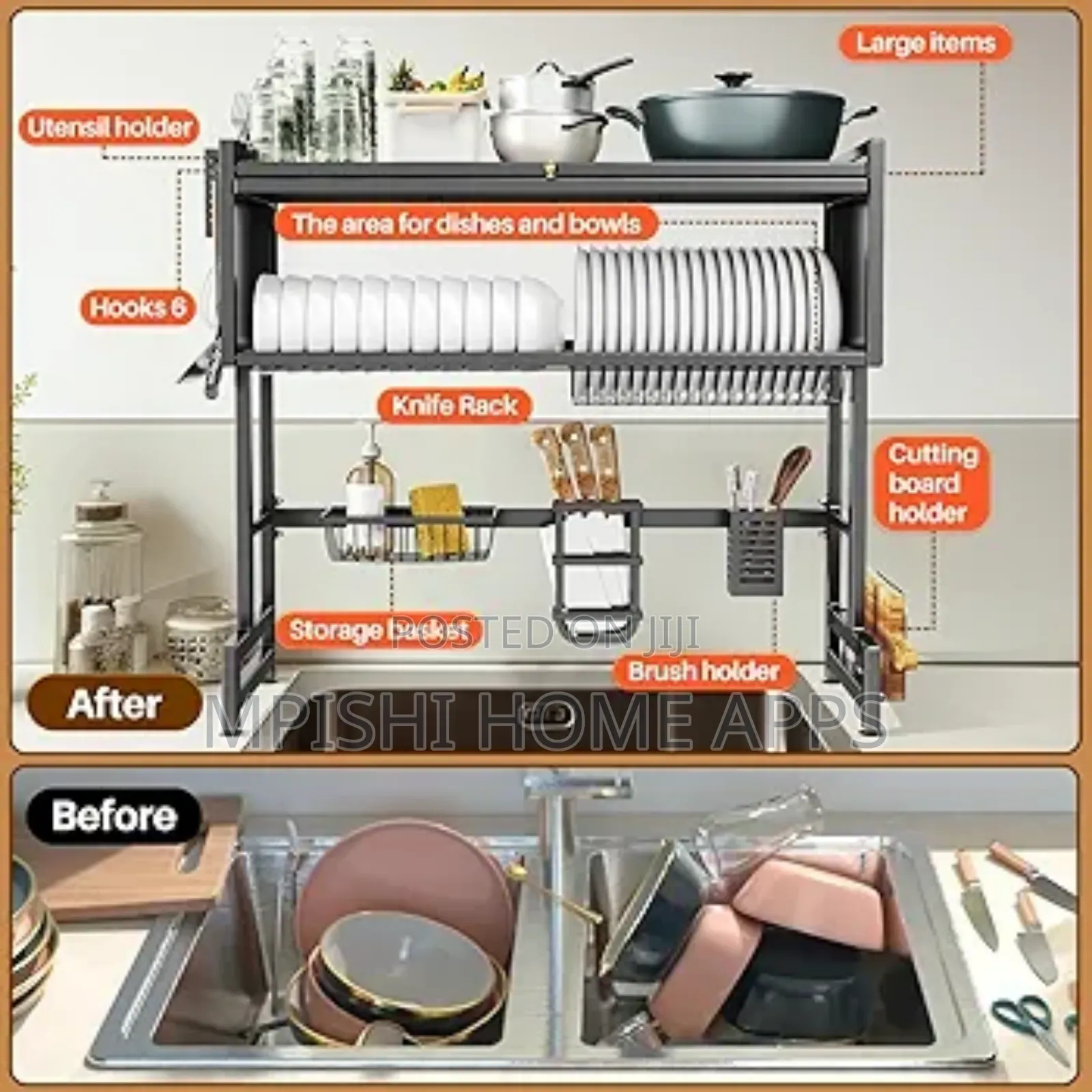 Heavy Duty Over the Sink Rack With Closable Cabinet