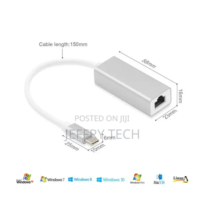 Aq General Basix Usb 3.1 Type C Hub to Ethernet Rj45 Lan Ada