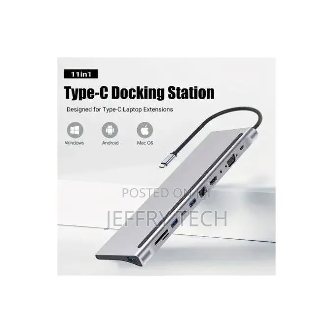 Docking Station 11-in-1 Usb C Hub With Hdmi+Vga+Usb3.0/2.0+r