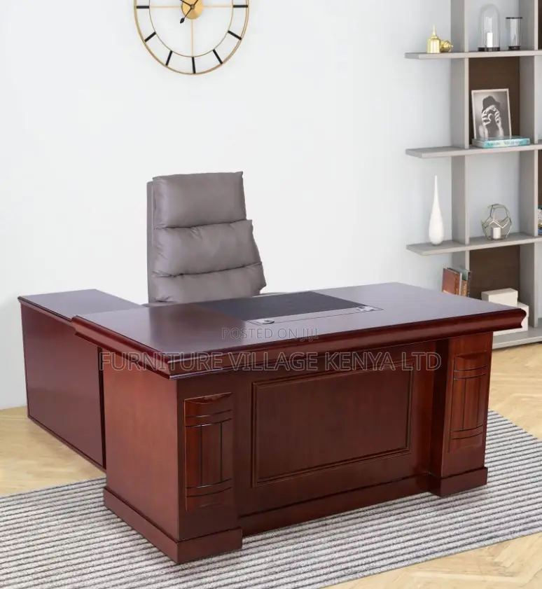 Office Desk:160cm Executive Desk With Rich Mahogany Finish