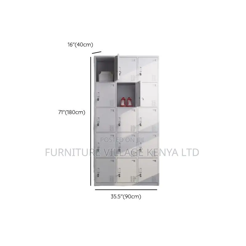Cabinets: Watertight Steel Office Storage Locker (15-Door)