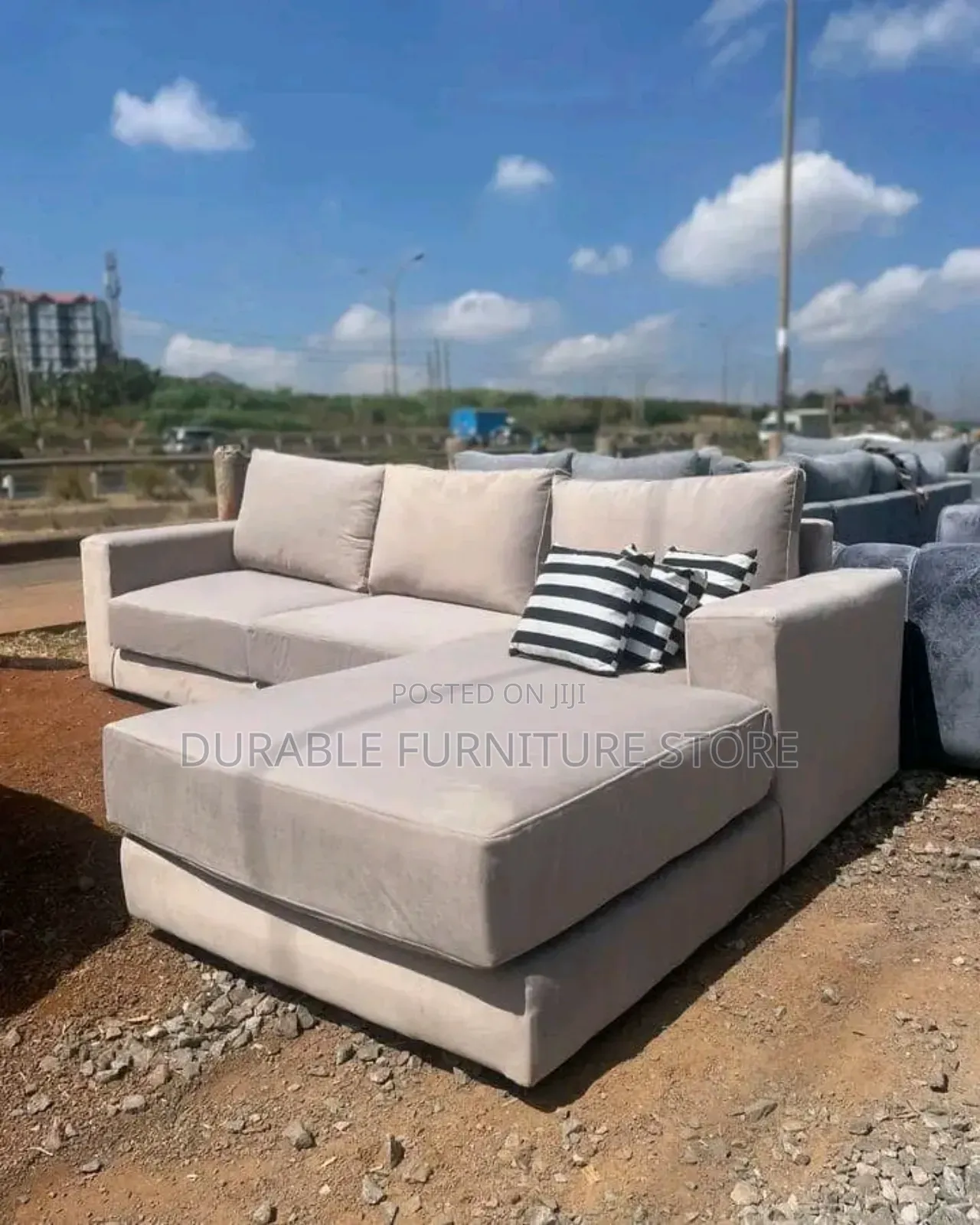 6 Seater L Shape Cream