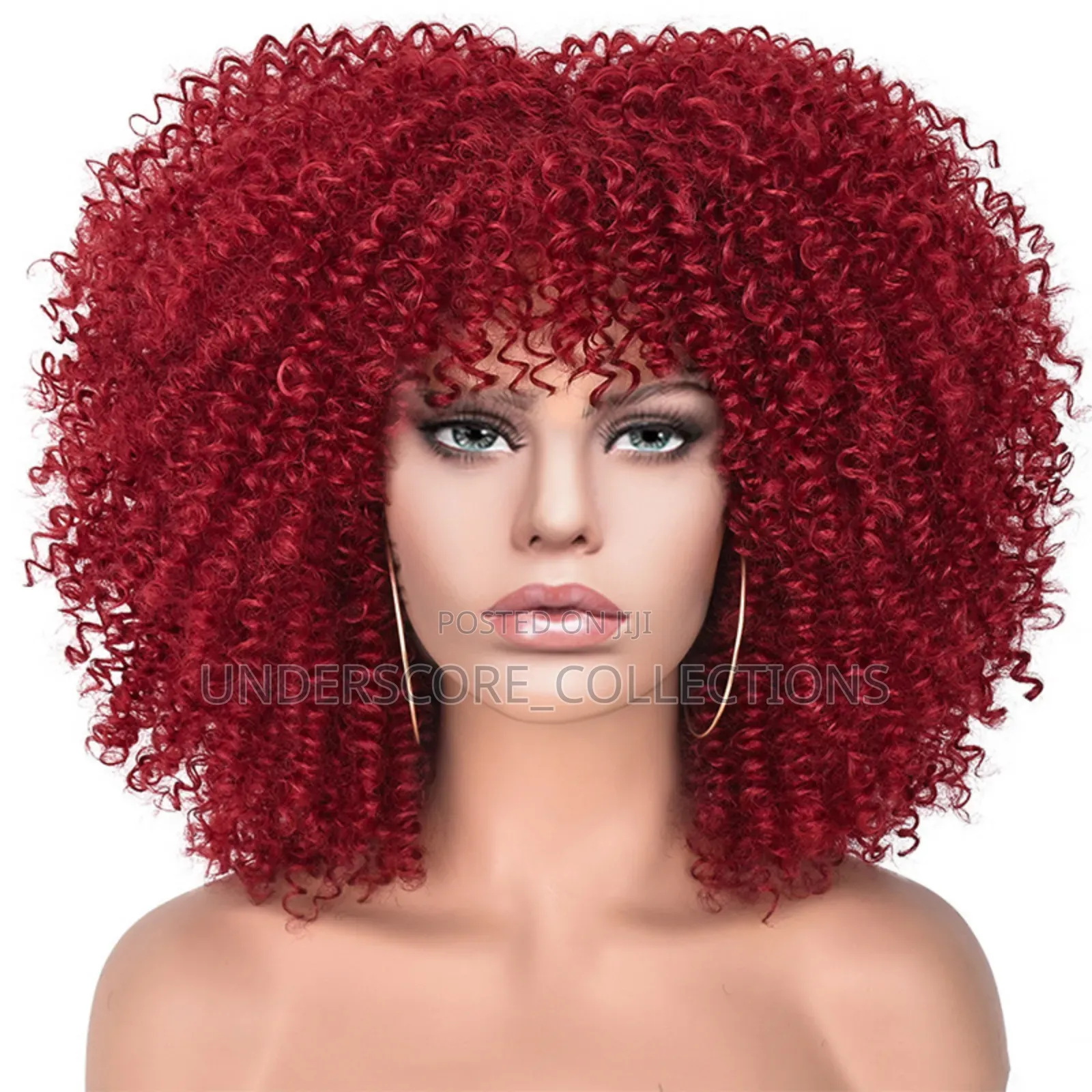 Curly Ear to Ear African Magenta Wig