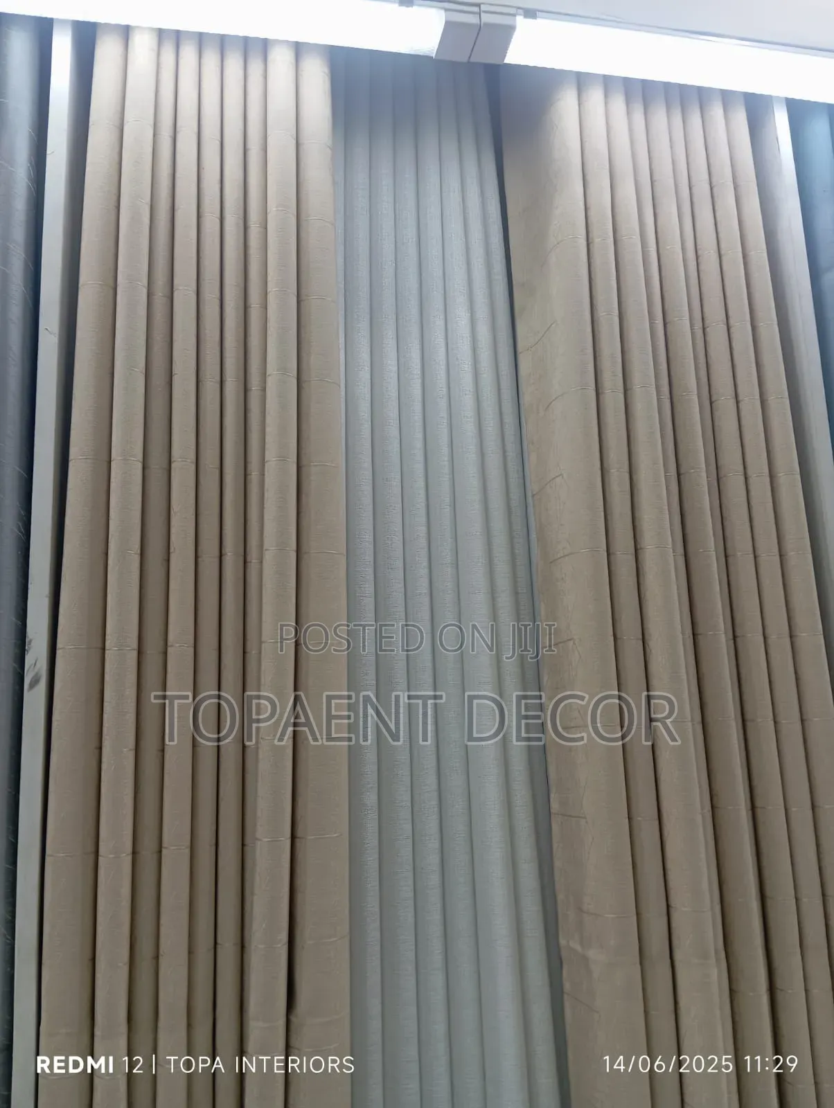 Beige Eyelates Two Piece Window Curtains And White Sheer