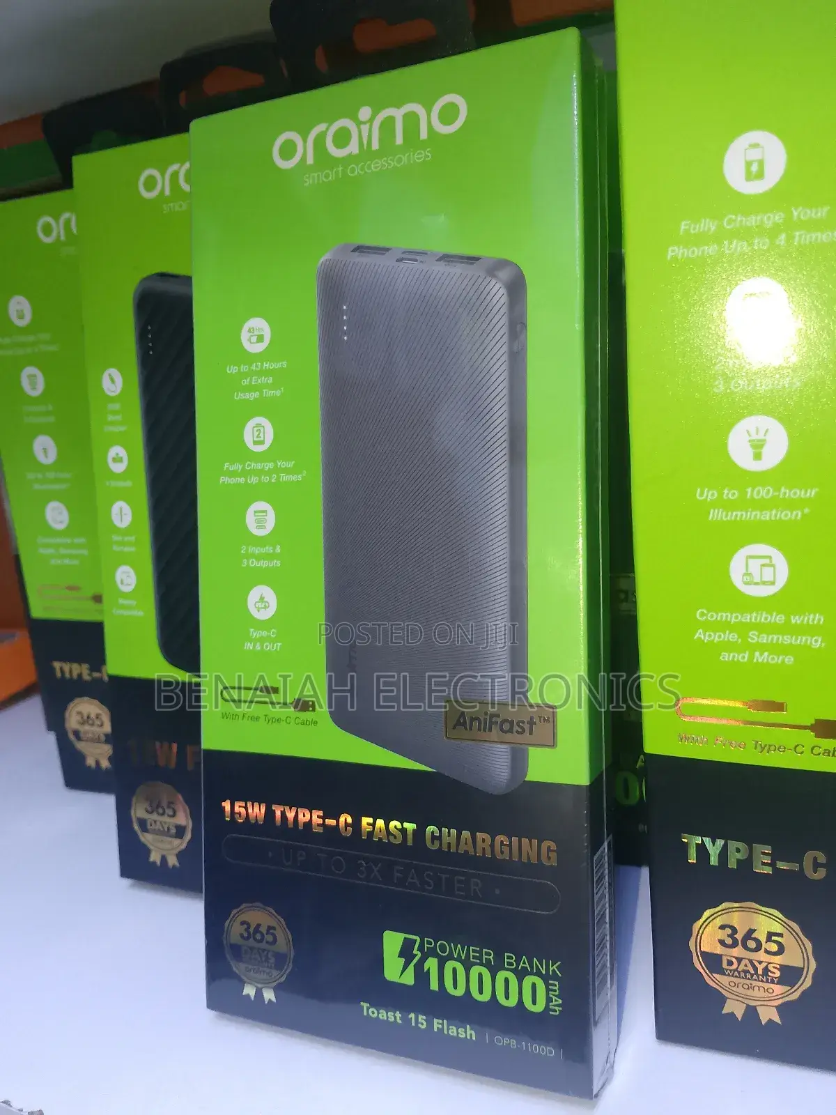Oraimo Powerbank 5 Ports Slim Powerbank(Quick Charge)