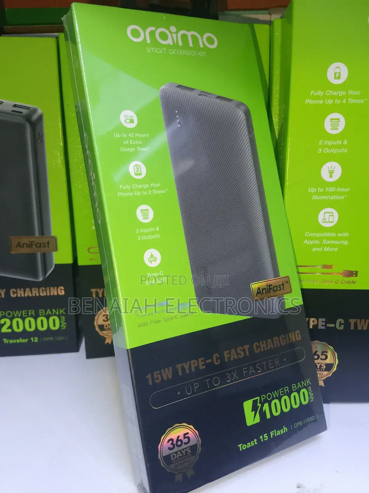Oraimo Powerbank 5 Ports Slim Powerbank(Quick Charge)