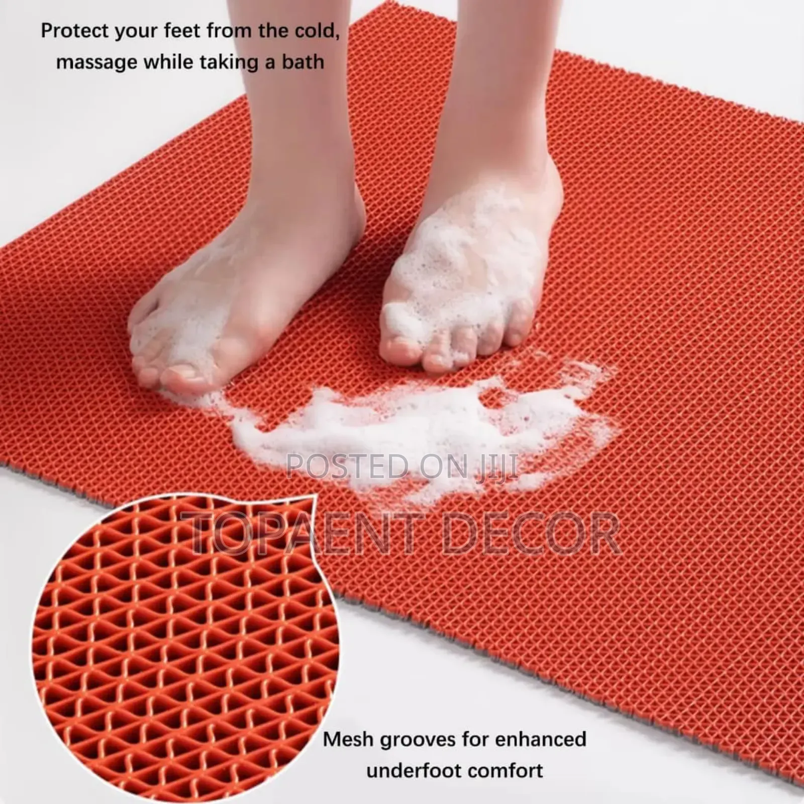 Bathroom Red Perforated Non Slip Mats