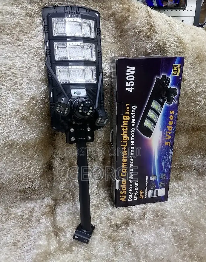 Home- Solarstreet Light 450w With Wifi PTZ Security Camera