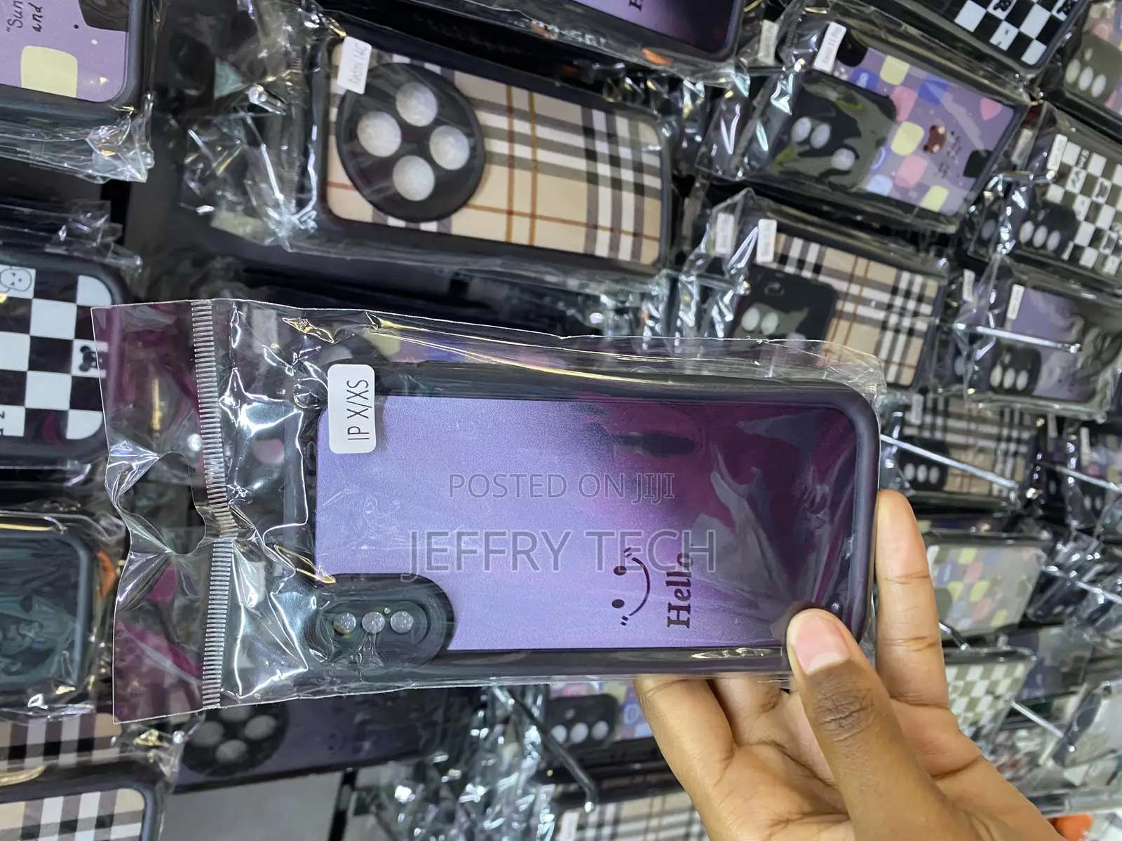 Joelzky Plaid Tartan Damier Hello Case for iPhone X/Xs